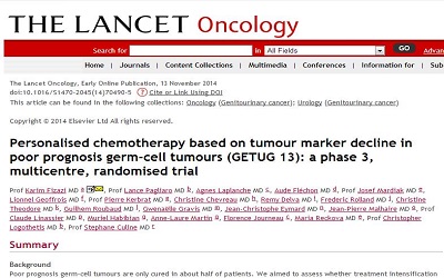 Lancet子刊：个体化化疗强化方案或提高生殖细胞肿瘤无进展生存期