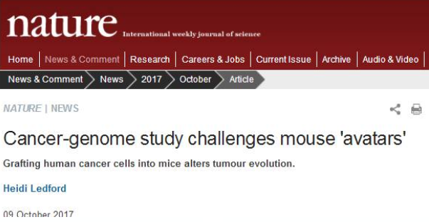 Nature Genetics：动物模型是否可行？基因组研究证实人源肿瘤基因在小鼠模型中变异！