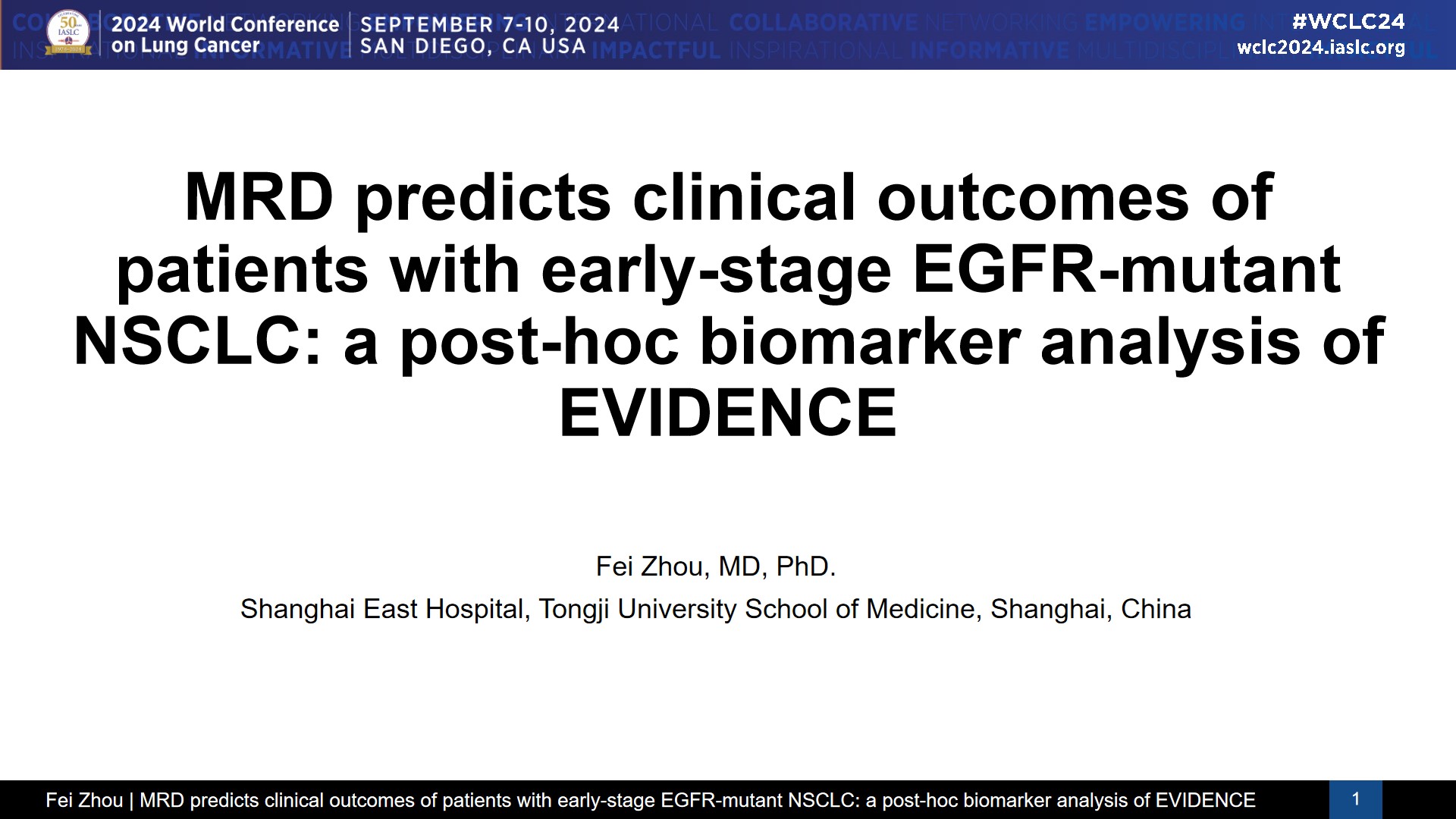 2024 WCLC 口头报告| 臻和科技MRD检测助力EVIDENCE研究预测Ⅱ-ⅢA期EGFRm NSCLC复发